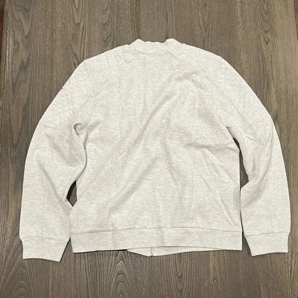 NWOT Guess Mens White Gray Cotton Blend Zip Up Bomber Jacket Size M - Picture 8 of 9